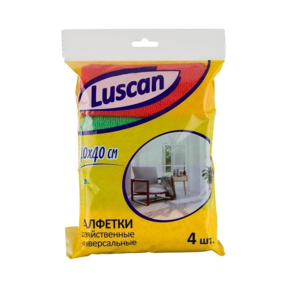 Хозяйственные салфетки Luscan микрофибра 40x40 см 220 гкв.м 4 штуки в упаковке 1604401 Хозяйственные салфетки Luscan микрофибра 40x40 см 220 гкв.м 4 штуки в упаковке 1604401