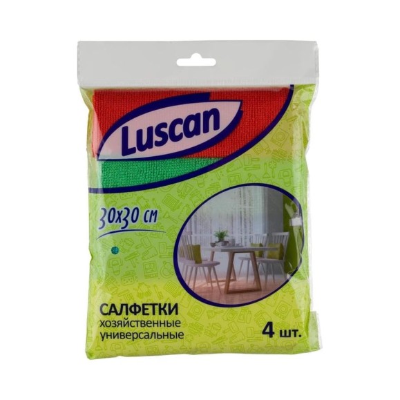 Хозяйственные салфетки Luscan микрофибра 30x30 см 220 гкв.м 4 штуки в упаковке 1604406 Хозяйственные салфетки Luscan микрофибра 30x30 см 220 гкв.м 4 штуки в упаковке 1604406