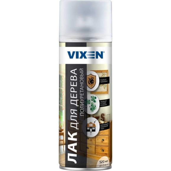 Полиуретановый лак для дерева Vixen аэрозоль 520 мл VX24005 Полиуретановый лак для дерева Vixen аэрозоль 520 мл VX24005