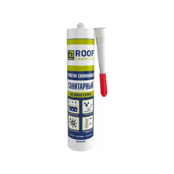 Силиконовый санитарный герметик Roof Complect белый, 260 мл 00000344832 Силиконовый санитарный герметик Roof Complect белый, 260 мл 00000344832