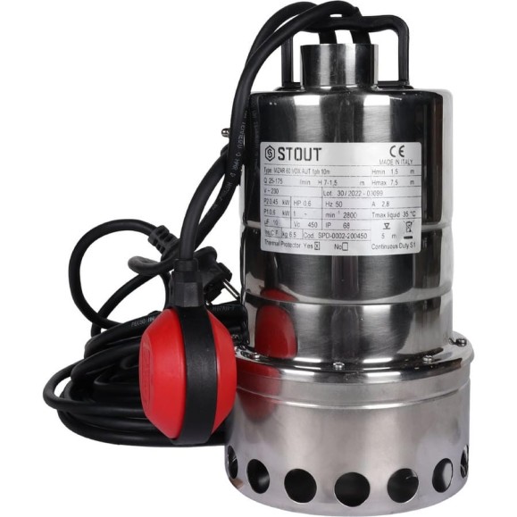 Дренажный насос с поплавком STOUT Spd-0002-200450 RG0091CN917KU6 Дренажный насос с поплавком STOUT Spd-0002-200450 RG0091CN917KU6