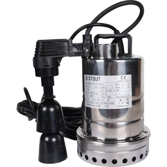 Дренажный насос с вертикальным поплавком STOUT Spd-0003-200450 RG0091CN918568 Дренажный насос с вертикальным поплавком STOUT Spd-0003-200450 RG0091CN918568