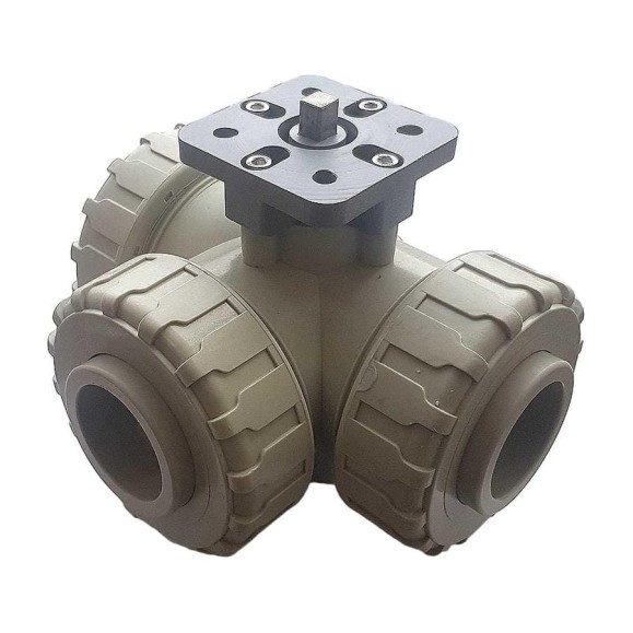 Трехходовой шаровой кран TECHNO 3040-PP полипропиленовый, под привод, DN40, рабочая температура -10~60C 650340 Трехходовой шаровой кран TECHNO 3040-PP полипропиленовый, под привод, DN40, рабочая температура -10~60C 650340