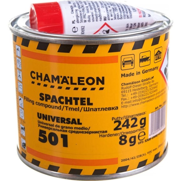 Универсальная шпатлевка CHAMAELEON среднезернистая вкл.отвердитель 0,250кг 15012 Универсальная шпатлевка CHAMAELEON среднезернистая вкл.отвердитель 0,250кг 15012