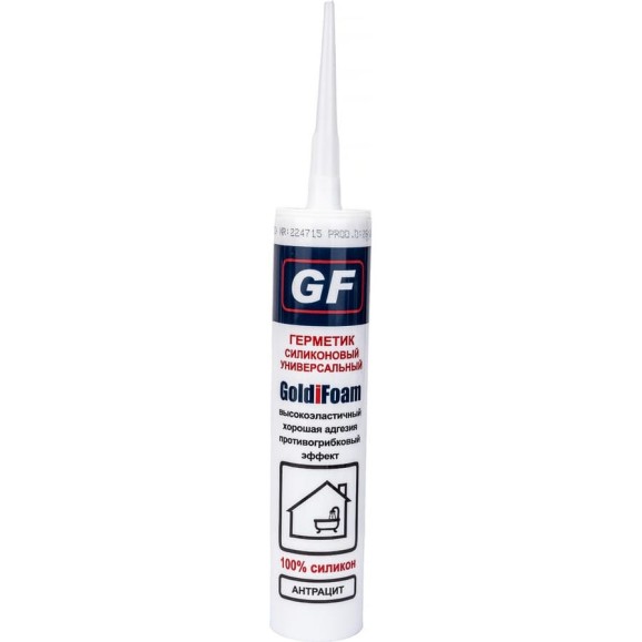 Силиконовый универсальный герметик GoldiFoam GF антрацит RAL 7016, 260 мл 20009 Силиконовый универсальный герметик GoldiFoam GF антрацит RAL 7016, 260 мл 20009