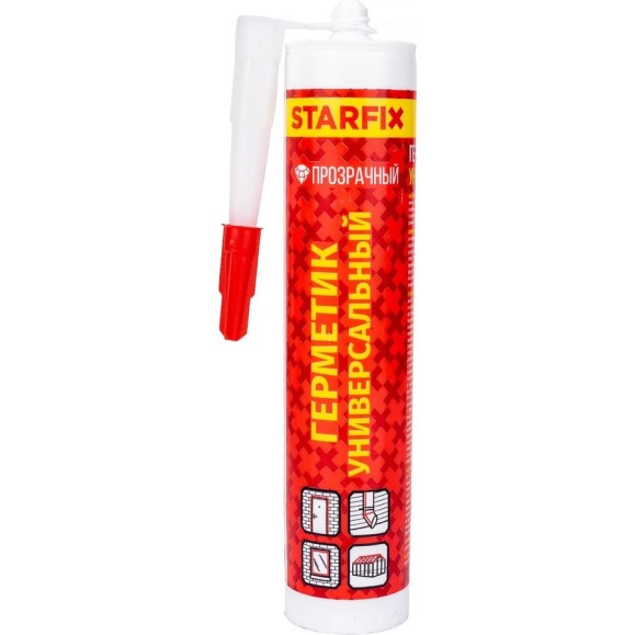 Универсальный силиконовый герметик STARFIX Universal Silicone бесцветный, 300 мл SM-77769 Универсальный силиконовый герметик STARFIX Universal Silicone бесцветный, 300 мл SM-77769