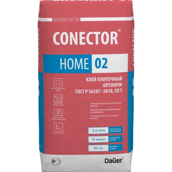 Плиточный клей Dauer оптимум conector home 02 25 кг 31812 Плиточный клей Dauer оптимум conector home 02 25 кг 31812