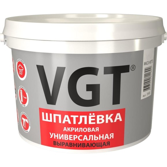 Акриловая универсальная шпаклевка VGT 1,7 кг для наружных и внутренних работ 51477 Акриловая универсальная шпаклевка VGT 1,7 кг для наружных и внутренних работ 51477