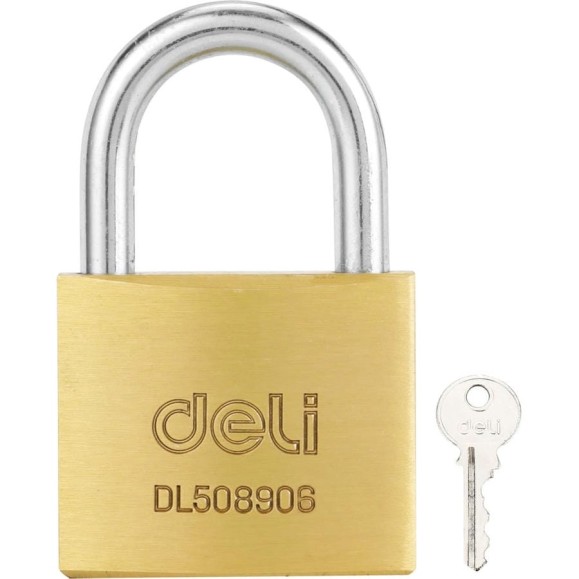 Навесной латунный замок DELI 50 мм dl508906 (автомат, 3 ключа, закаленная дужка) 119320 Навесной латунный замок DELI 50 мм dl508906 (автомат, 3 ключа, закаленная дужка) 119320
