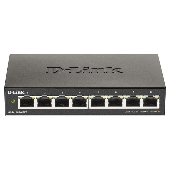 Настраиваемый l2 коммутатор d-link с 8 портами 10/100/1000base-t DGS-1100-08V2/A1A Настраиваемый l2 коммутатор d-link с 8 портами 10/100/1000base-t DGS-1100-08V2/A1A