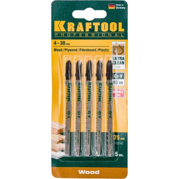 Пилки Kraftool для электролобзика по дереву 75x2.5 мм фигурный рез 5 шт. EU 159514-2.5-S5 Пилки Kraftool для электролобзика по дереву 75x2.5 мм фигурный рез 5 шт. EU 159514-2.5-S5