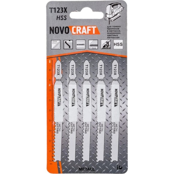 Пилка по металлу T 123 X-PROGRESSOR (5 шт; 75х100 мм; HSS) для лобзика Novocraft T123XHSS Пилка по металлу T 123 X-PROGRESSOR (5 шт; 75х100 мм; HSS) для лобзика Novocraft T123XHSS