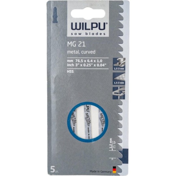 Пилка по металлу MG 21 5 шт. WILPU 256000005 Пилка по металлу MG 21 5 шт. WILPU 256000005