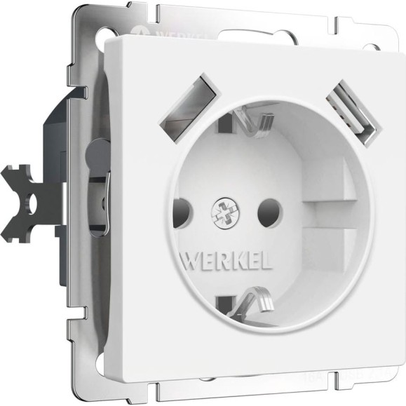 Розетка WERKEL с заземлением, шторками и usbх2 (белый матовый) a062406