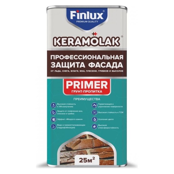 Грунт-пропитка Finlux Keramolak Primer для защиты любых фасадов 25 кв.м. 4603783207206 Грунт-пропитка Finlux Keramolak Primer для защиты любых фасадов 25 кв.м. 4603783207206
