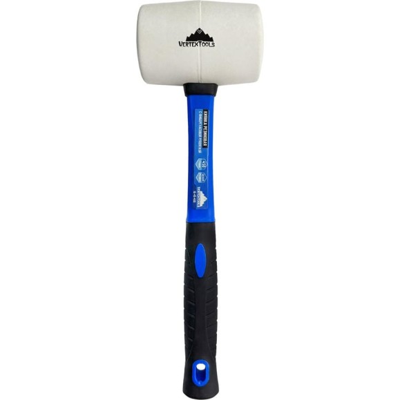 Киянка vertextools 450 г, белая резина, фибергласовая рукоятка 10-45-450 Киянка vertextools 450 г, белая резина, фибергласовая рукоятка 10-45-450