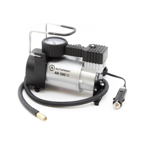 Воздушный компрессор AUTOPROFI 40 л./мин., 12v/14a, 150w, шланг 1 м., шнур питания 3 м., питание от прикуривателя,  набор из 4-х переходников для надувн. изделий, сумка AK-580