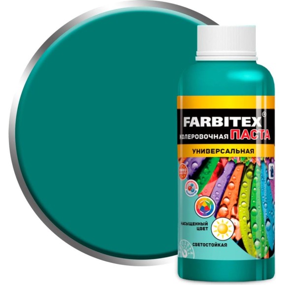 Колеровочная универсальная паста FARBITEX бирюза, 0.1 л 4100003331 Колеровочная универсальная паста FARBITEX бирюза, 0.1 л 4100003331
