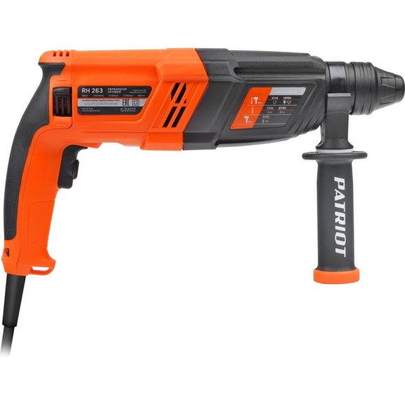 Перфоратор PATRIOT RH 263 SDS+, мощность 880 Вт, 2.9 Дж, 3 режима работы, макс.диаметр 26 мм, глубиномер, кейс 140301324 Перфоратор PATRIOT RH 263 SDS+, мощность 880 Вт, 2.9 Дж, 3 режима работы, макс.диаметр 26 мм, глубиномер, кейс 140301324