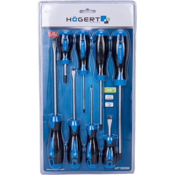 Набор отверток HOEGERT TECHNIK 8 шт, сталь S2 HT1S096