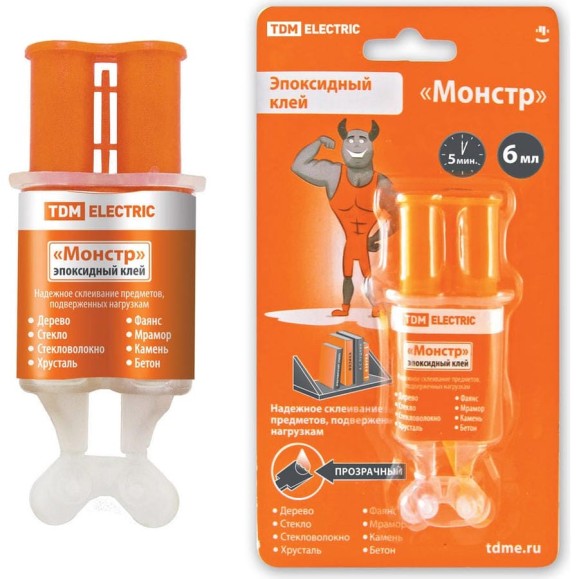 Эпоксидный клей TDM ELECTRIC Монстр (прозрачный; шприц; 6 мл) SQ0542-0006 Эпоксидный клей TDM ELECTRIC Монстр (прозрачный; шприц; 6 мл) SQ0542-0006