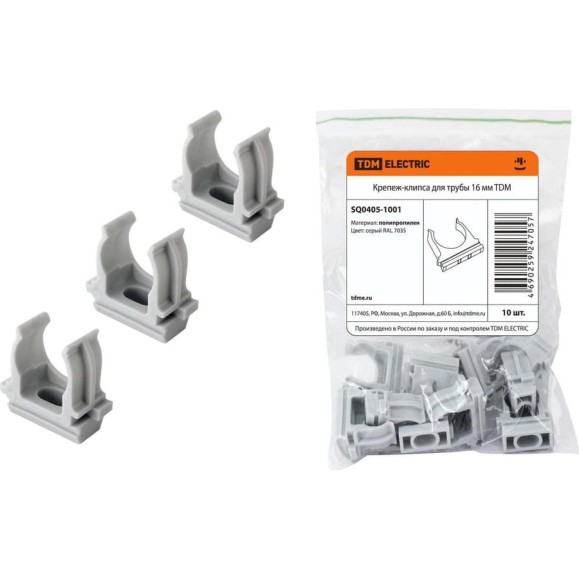Крепеж-клипса для трубы TDM ELECTRIC 16 мм 10шт SQ0405-1001 Крепеж-клипса для трубы TDM ELECTRIC 16 мм 10шт SQ0405-1001