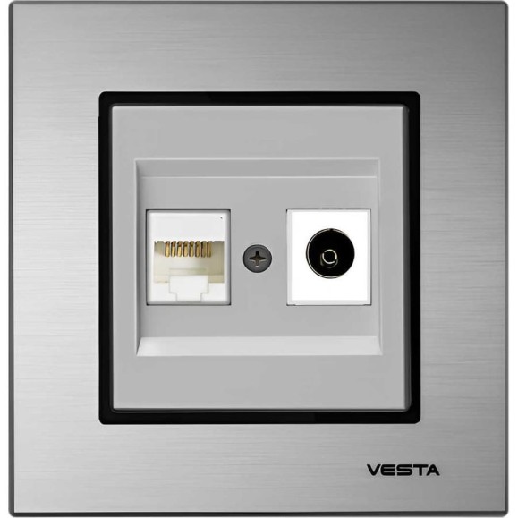 Розетка Metronex Electric Exclusive Silver Metallic для сетевого кабеля LAN + TV FRZTV010002SER Розетка Metronex Electric Exclusive Silver Metallic для сетевого кабеля LAN + TV FRZTV010002SER