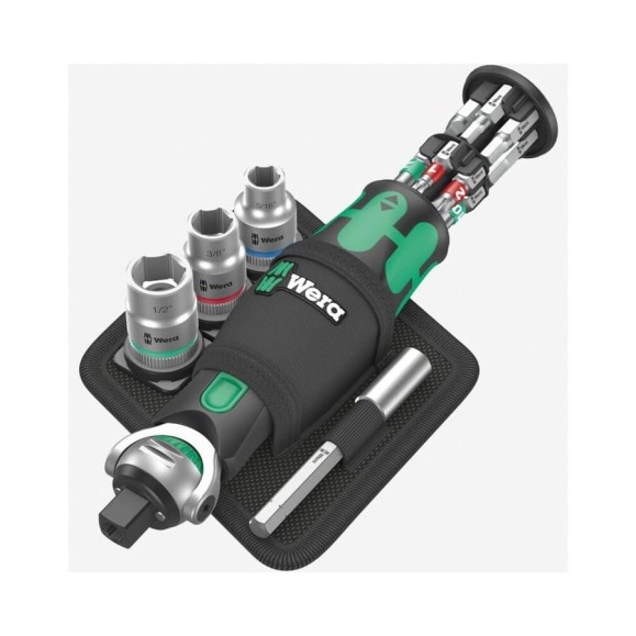 Отвертка с трещоткой и битами WERA 8009 Zyklop Pocket Imperial Set 2, 18 предметов WE-004283