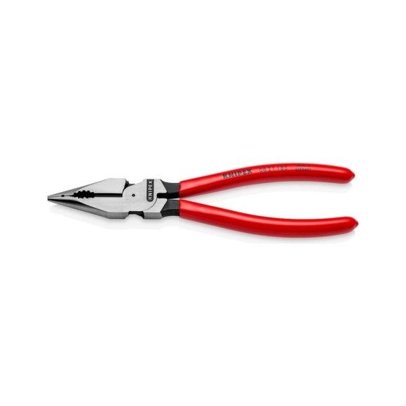 Комбинированные остроконечные плоскогубцы KNIPEX с удлинёнными губками, длина 185 мм, обливные ручки KN-0821185 Комбинированные остроконечные плоскогубцы KNIPEX с удлинёнными губками, длина 185 мм, обливные ручки KN-0821185
