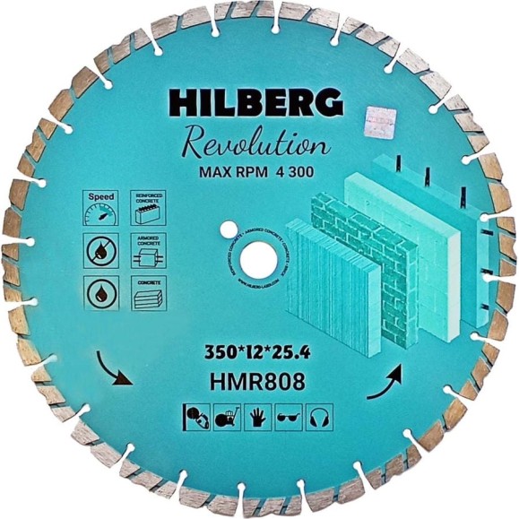 Диск алмазный отрезной Hilberg 350x25.4x12 Revolution HMR808 Диск алмазный отрезной Hilberg 350x25.4x12 Revolution HMR808