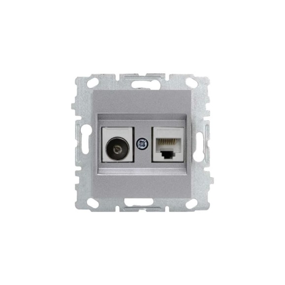 Розетка Metronex Electric Silver для LAN + TV двойная без рамки FRZ00010134SRM