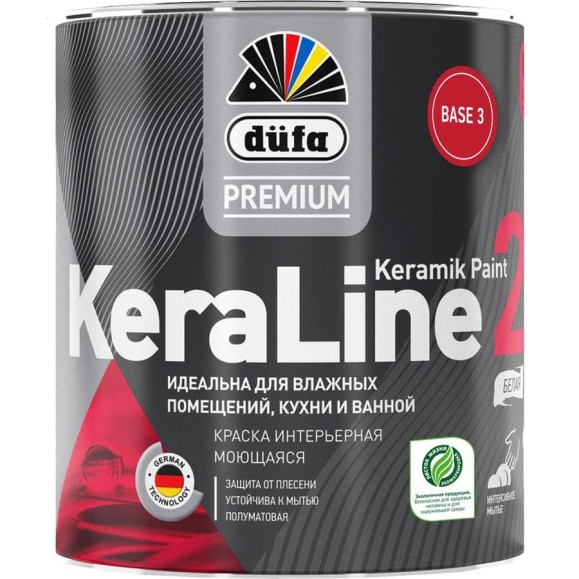 Краска Dufa Premium ВД KeraLine 20, база 3, 0,9 л МП00-006527