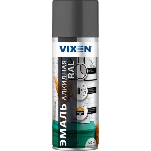 Алкидная эмаль VIXEN темно-серая RAL 7046, аэрозоль, 520 мл 47801 VX17046 Алкидная эмаль VIXEN темно-серая RAL 7046, аэрозоль, 520 мл 47801 VX17046