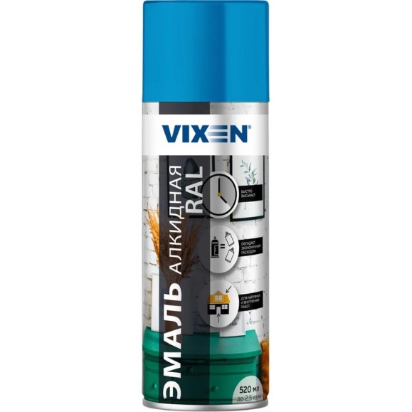 Алкидная эмаль Vixen небесно-голубой RAL 5015 аэрозоль 520 мл VX15015 Алкидная эмаль Vixen небесно-голубой RAL 5015 аэрозоль 520 мл VX15015