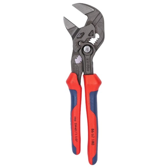 Переставные клещи-ключ Knipex 180 мм, 40 мм (1 1/2"), серые, 2К ручки, KN-8602180SB Переставные клещи-ключ Knipex 180 мм, 40 мм (1 1/2"), серые, 2К ручки, KN-8602180SB