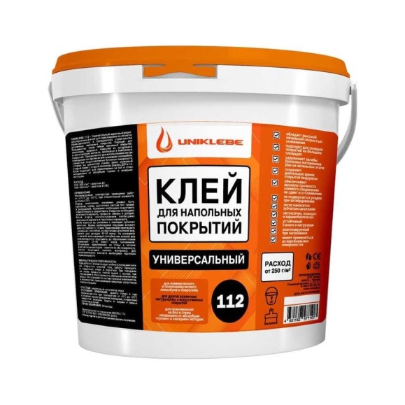 Клей для напольных покрытий UNIKLEBE 112 универсальный, 7 кг 1120007 Клей для напольных покрытий UNIKLEBE 112 универсальный, 7 кг 1120007