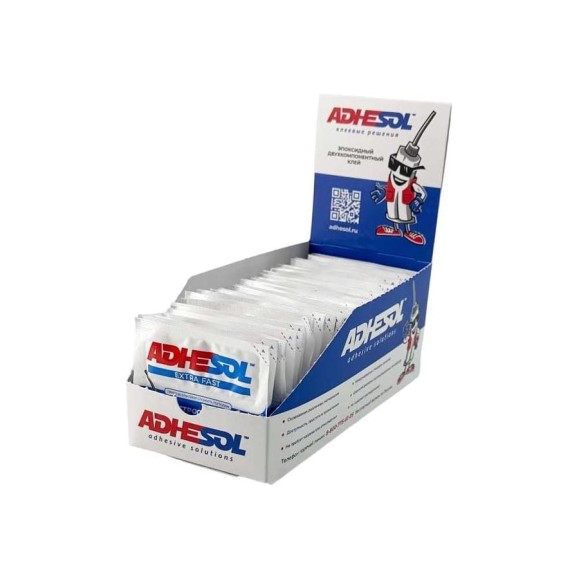 Эпоксидный клей ADHESOL Extra fast в пакетиках, быстроотверждаемый, 4 мл, 50 шт. 500524