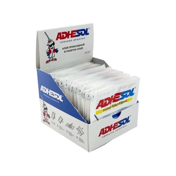Эпоксидный клей ADHESOL Super universal универсальный, в пакетиках, 4 мл, 25 шт. 500517 Эпоксидный клей ADHESOL Super universal универсальный, в пакетиках, 4 мл, 25 шт. 500517