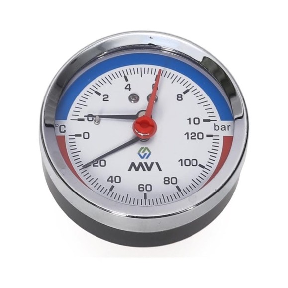 Аксиальный термоманометр MVI до 6 бар, 0C-120C, D80 мм, подключение G1/2 ATM.80.12006.04 Аксиальный термоманометр MVI до 6 бар, 0C-120C, D80 мм, подключение G1/2 ATM.80.12006.04