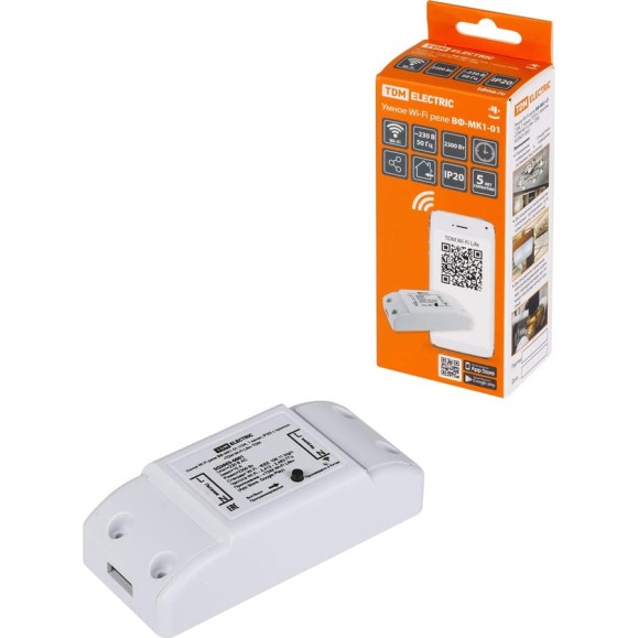 Умное реле TDM ELECTRIC Wi-Fi ВФ-МК1-01 (10 А, 1 канал, IP20) SQ2603-0001 Умное реле TDM ELECTRIC Wi-Fi ВФ-МК1-01 (10 А, 1 канал, IP20) SQ2603-0001