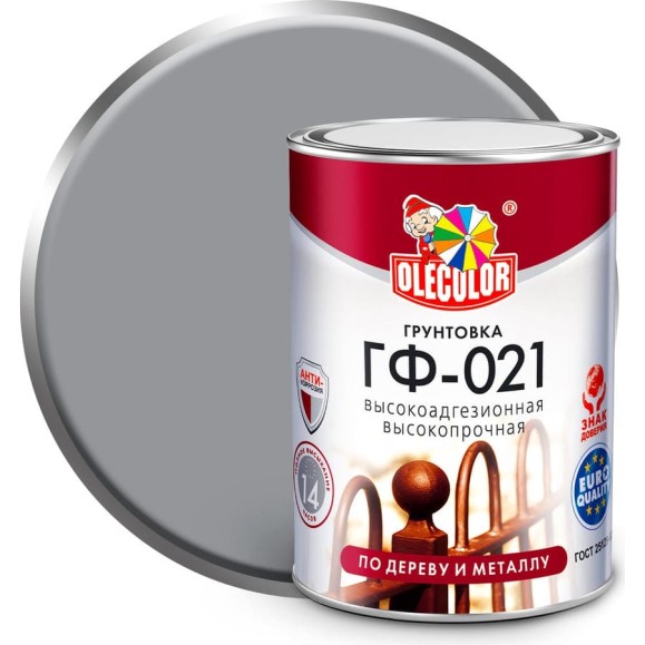 Грунтовка OLECOLOR ГФ-021 серый, 1 кг 4300003711