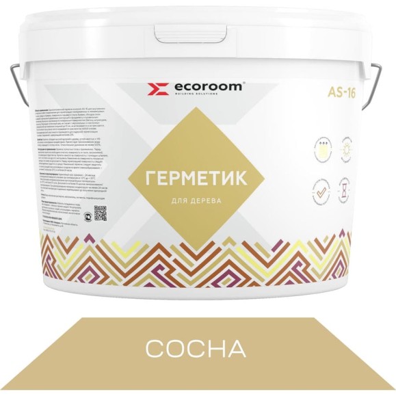 Герметик акриловый ECOROOM AS-16 для дерева, сосна, 3 кг 225-1-3/сосн Герметик акриловый ECOROOM AS-16 для дерева, сосна, 3 кг 225-1-3/сосн
