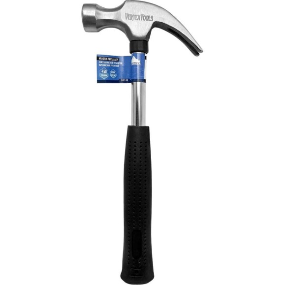 Молоток-гвоздодер vertextools 450 г, боек 27 мм, металлическая трубчатая обрезиненная рукоятка 10-27-450 Молоток-гвоздодер vertextools 450 г, боек 27 мм, металлическая трубчатая обрезиненная рукоятка 10-27-450