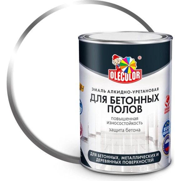 Алкидно-уретановая эмаль для бетонных полов OLECOLOR (белый; 0.9 кг) 4300002252
