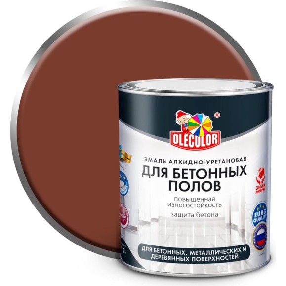 Алкидно-уретановая эмаль для бетонных полов OLECOLOR (красно-коричневый; 2.7 кг) 4300002257