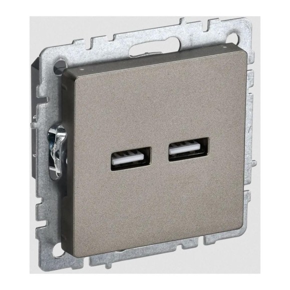 Розетка USB IEK Brite a+a 5в 3,1а рю10-1-брш шампань BR-U21-D31-K37 Розетка USB IEK Brite a+a 5в 3,1а рю10-1-брш шампань BR-U21-D31-K37