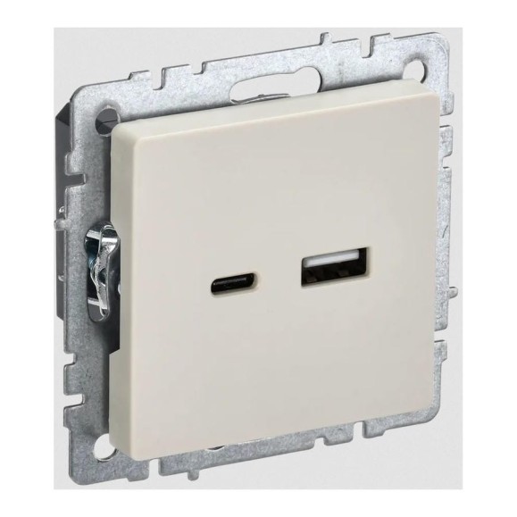 Розетка USB IEK Brite a+c 18вт рю11-1-бркр бежевый BR-U22-018-K10