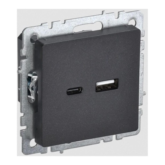 Розетка USB IEK Brite a+c 18вт рю11-1-брч черный BR-U22-018-K02