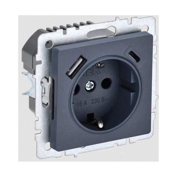 1-местная розетка IEK Brite с заземлением с защитными шторками 16а с usb a+c 18вт рюш11-1-брм маренго BR-R14-16-U22-018-K35 1-местная розетка IEK Brite с заземлением с защитными шторками 16а с usb a+c 18вт рюш11-1-брм маренго BR-R14-16-U22-018-K35