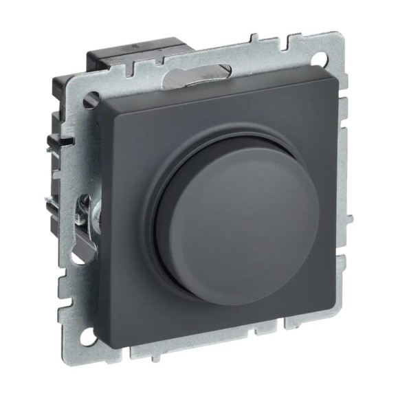 Поворотно-нажимной светорегулятор IEK Brite сс10-1-0-брг 600вт, графит BR-D20-0600-K53